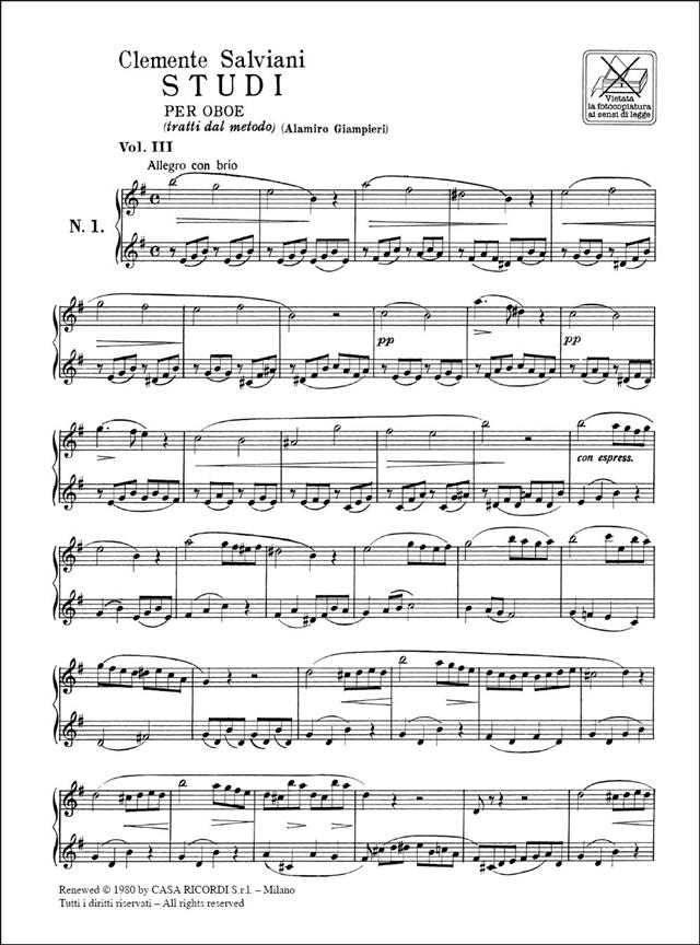 Studi Per Oboe (Tratti Dal Metodo) - Volume III - pro hoboj